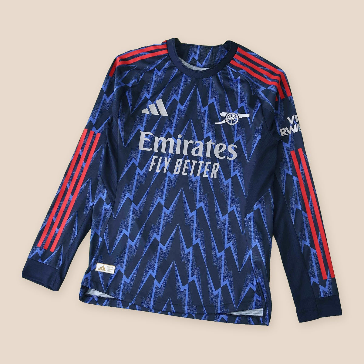 Arsenal 2025/26 Visitante Manga Larga Versión Jugador, vista frontal